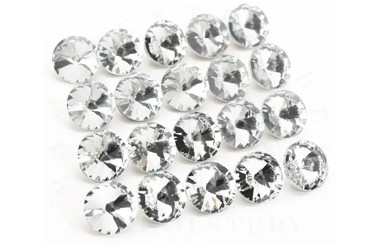 Crystal Diamante Glass Buttons Upholstery Bed Headboard Tacks 20mm Hoop Back